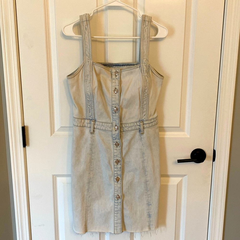 7 For All Mankind - light wash denim button dress - size medium